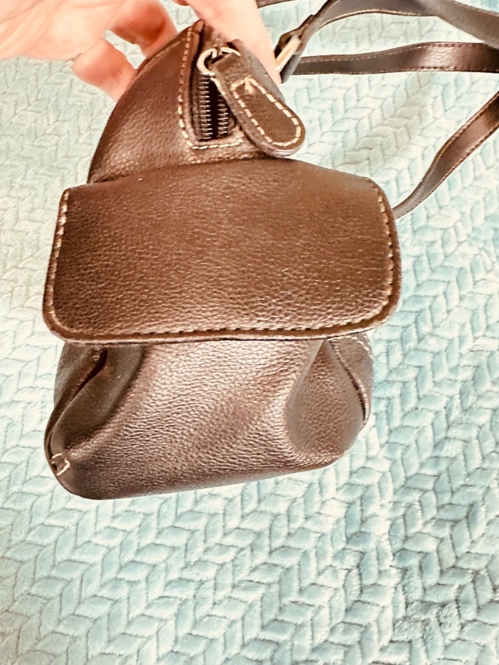 Black Genuine Leather Shoulder Bag Soft Pebbled Slouchy Zip Top Everyday Purse - Picture 4 of 15